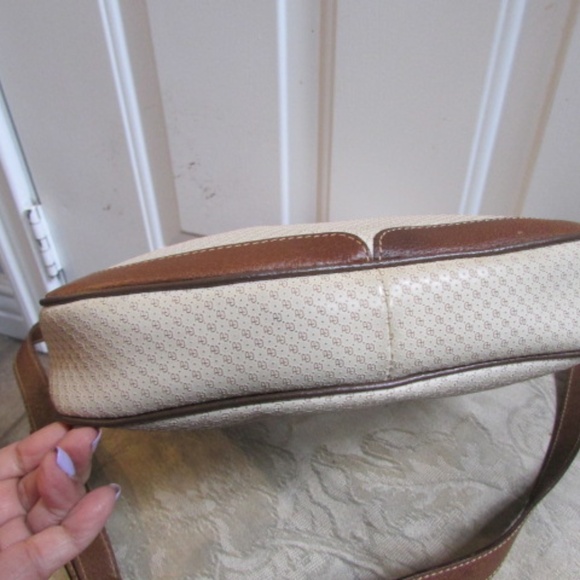 Vtg PAOLO GUCCI GG Pattern women's leather oatmeal shoulder bag - Picture 9 of 16